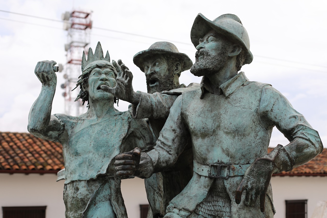 Kunstwerk over de Spaanse conquistadors in Bucaramanga